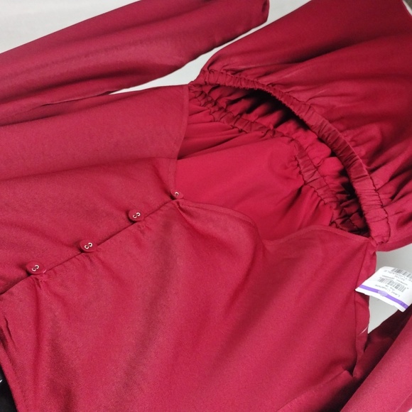 LOST + WANDER Emerald Eyes Long Sleeve Mini Dress Burgundy Size Small 2 - 4 NWT - Picture 9 of 12